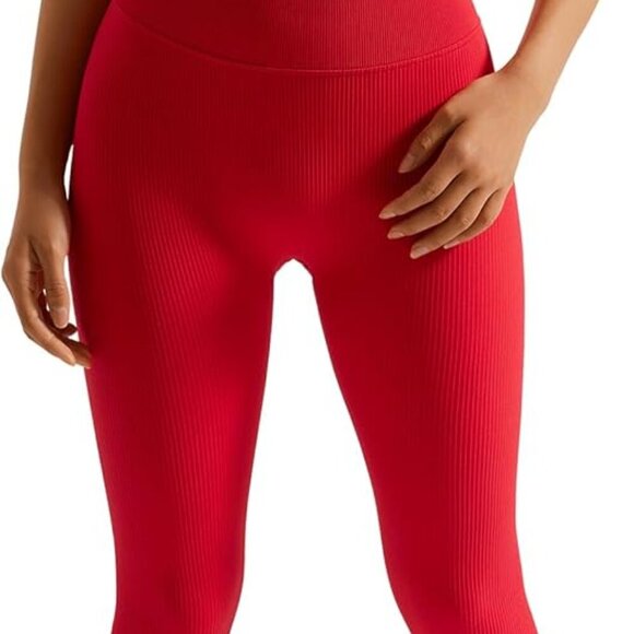 Ribbed Workout Sets for Women 2 Piece Backless Strappy Sports Bra Seamless Leggi - Picture 2 of 7